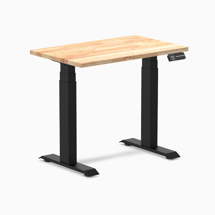 Dual mini rubberwood standing desk - Natural - black 32"