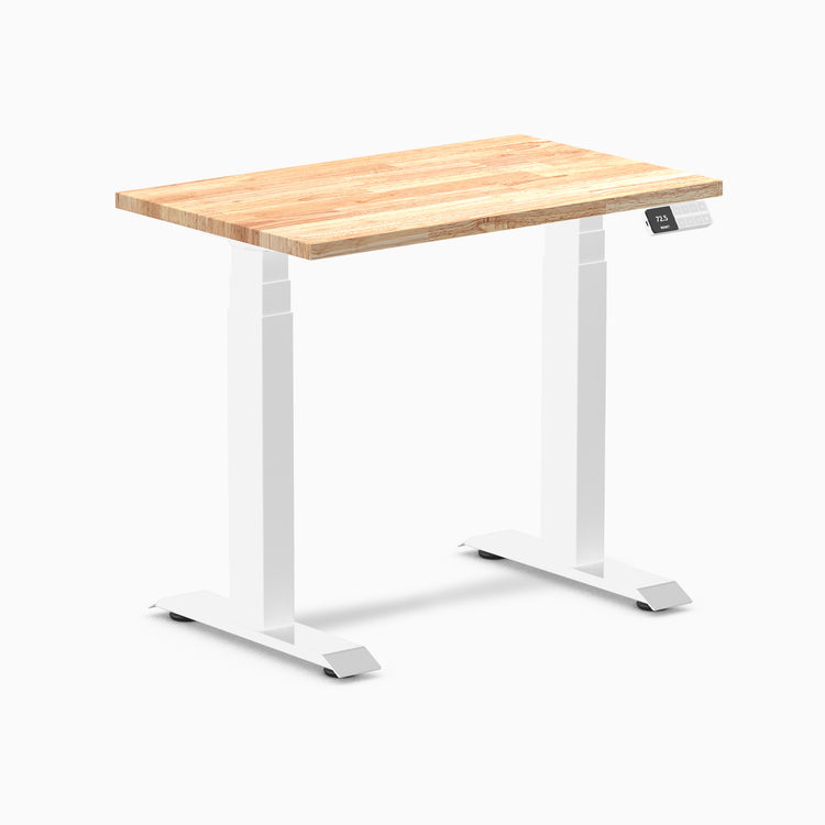 Dual mini rubberwood standing desk - Natural - white 32"