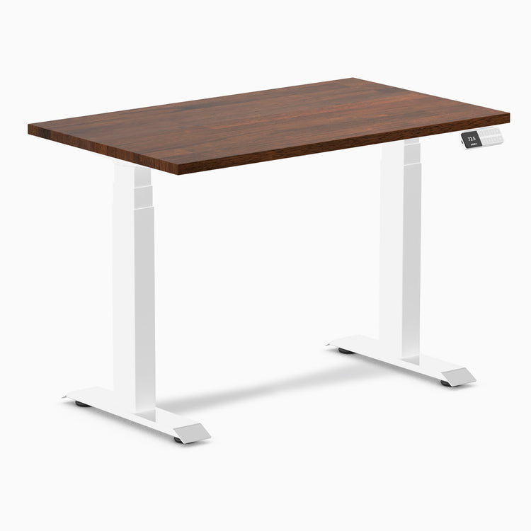 Dual mini rubberwood standing desk - red walnut - white 40"