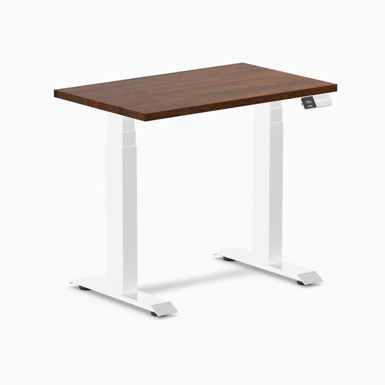 Dual mini rubberwood standing desk - red walnut - white 32"