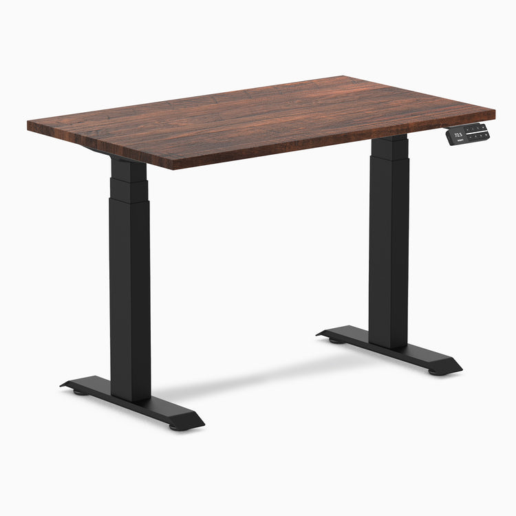 Dual mini softwood standing desk - Rustic Pine - black 40"