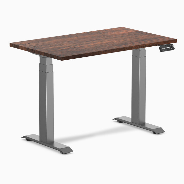 Dual mini softwood standing desk - Rustic Pine - space grey 40"