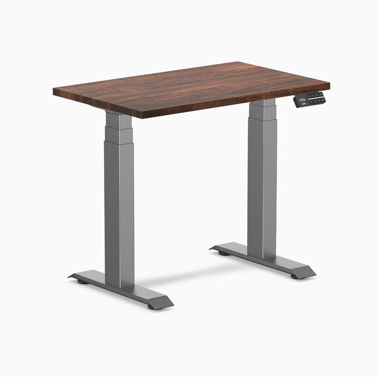 Dual mini softwood standing desk - Rustic Pine - space grey 32"