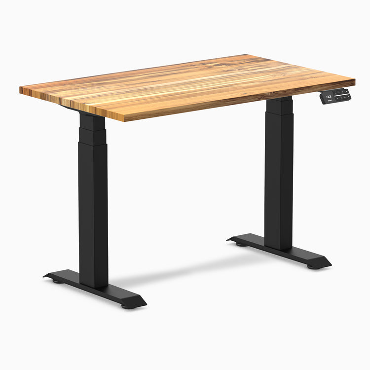 Dual mini hardwood standing desk - Teak - black 40"