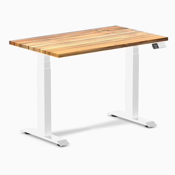 Dual mini hardwood standing desk - Teak - white 40"