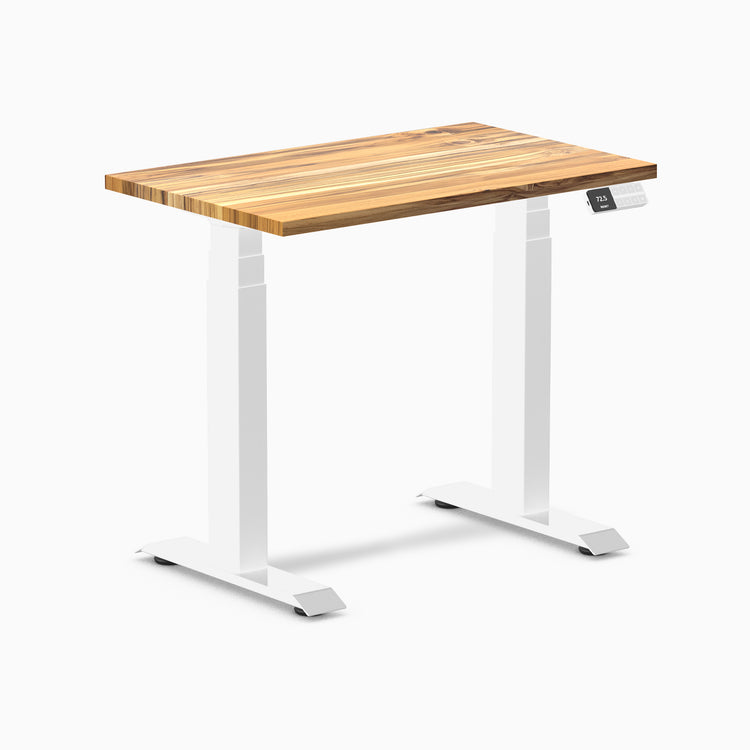 Dual mini hardwood standing desk - Teak - white 32"