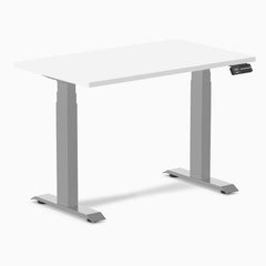 Desky Dual Mini Sit Stand Desk, White desktop, Grey frame