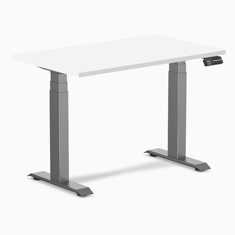 Dual mini melamine standing desk - white laminate - space grey 40"