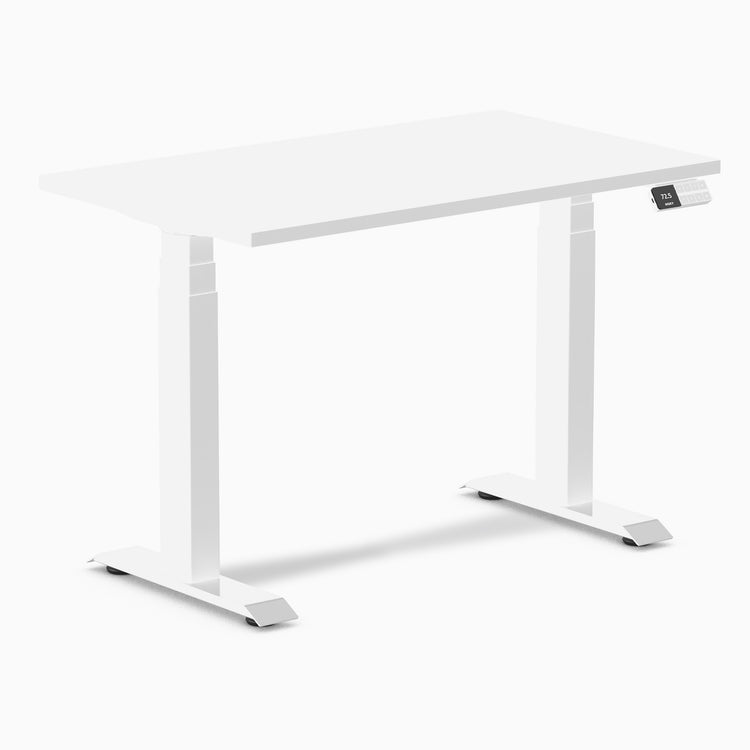 Dual mini melamine standing desk - white laminate - white 40"