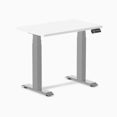 Desky Dual Mini Sit Stand Desk, White desktop, Grey frame
