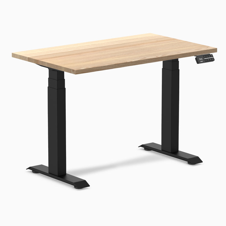 Dual mini hardwood standing desk - White Ash - black 40"