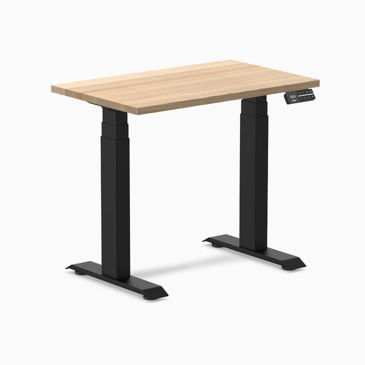 Dual mini hardwood standing desk - White Ash - black 32"