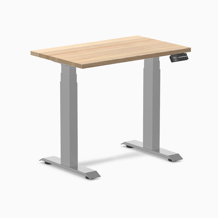 Dual mini hardwood standing desk - White Ash - grey 32"