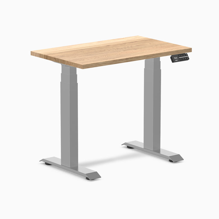 Dual mini hardwood standing desk - White Oak - grey 32"