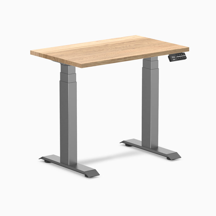 Dual mini hardwood standing desk - Whie oak - space grey 32"