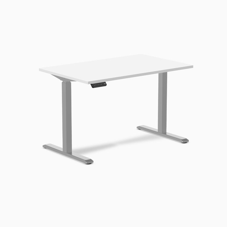 Desky single sit stand desk white melamine - grey 48"