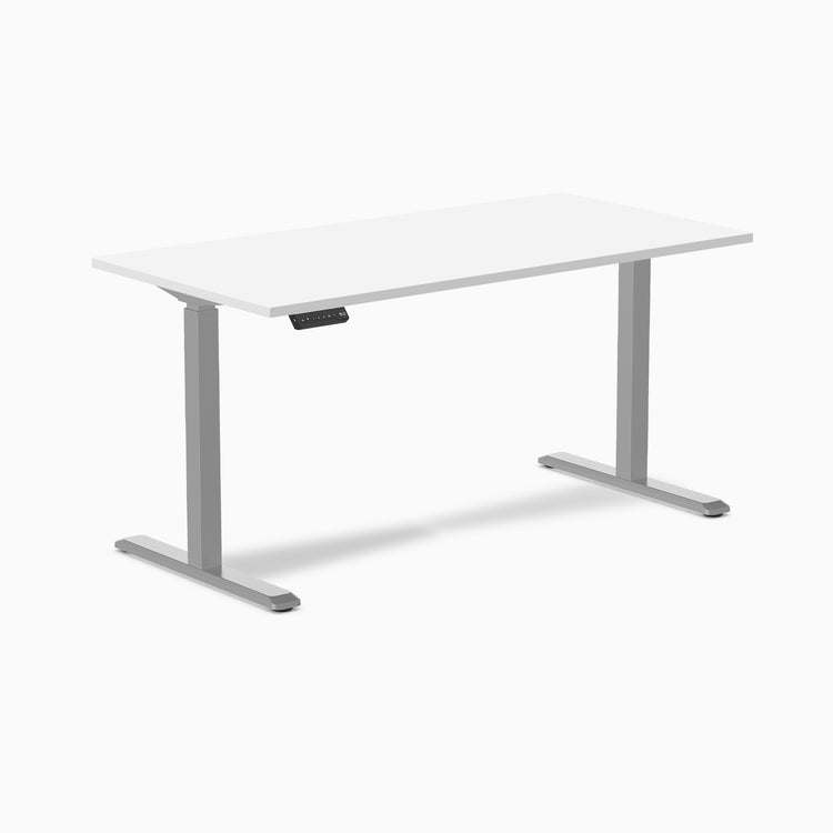 Desky single sit stand desk white melamine - grey 60"