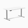 Desky Single Sit Stand Gaming Desk Black 60"- white desktop grey legs - Desky