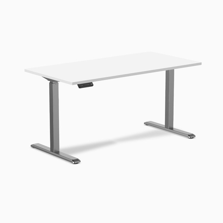 Desky single sit stand desk white melamine - space grey 60"