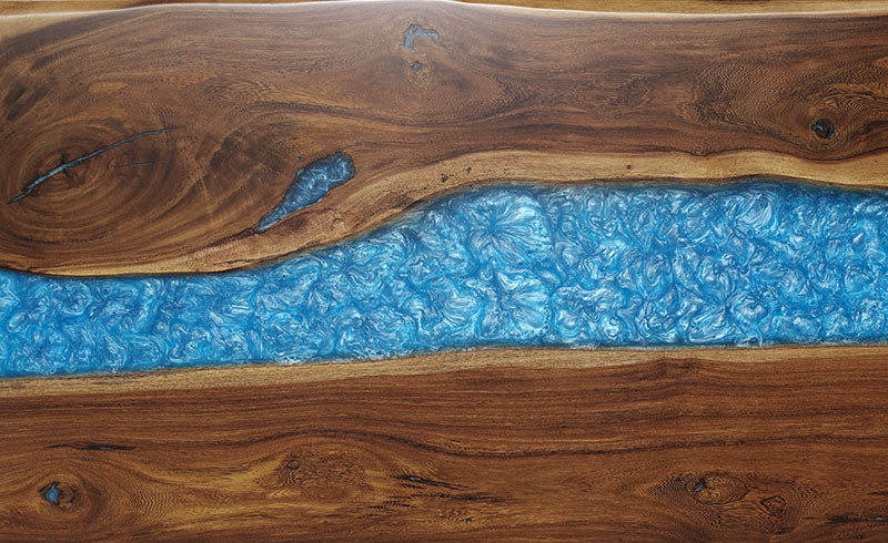 Desky Pheasantwood Blue River Resin Desktop