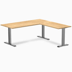 Desky Zero Hardwood L-Shape Office Desk, White Oak desktop, Space Grey frame