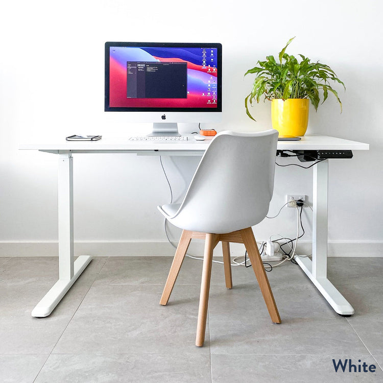 Desky Single Sit Stand Desk White 1200x750mm - Desky