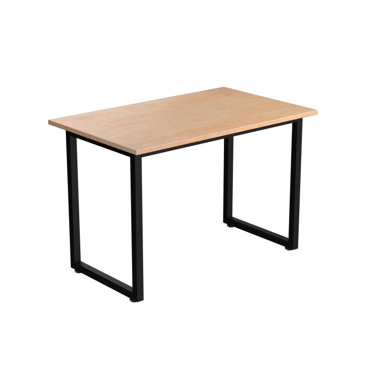 Desky Fixed Office Side Table Curly Birch Matte Black - Desky
