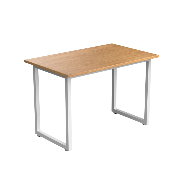 Desky Fixed Office Side Table Light Oak Rubberwood White - Desky