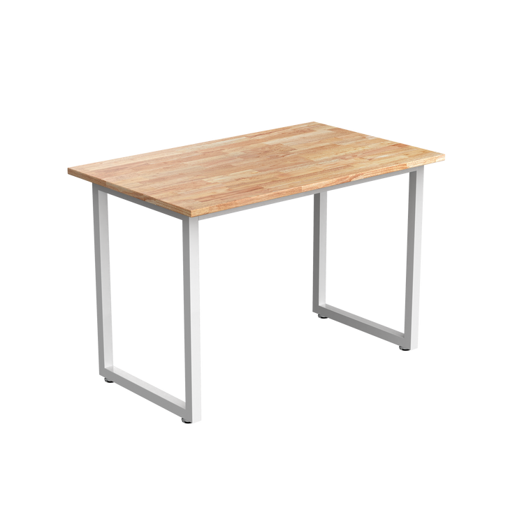 Desky Fixed Office Side Table Natural Rubberwood White - Desky