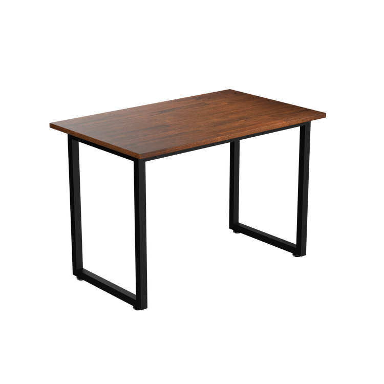Desky Fixed Office Side Table Walnut Rubberwood Matte Black - Desky