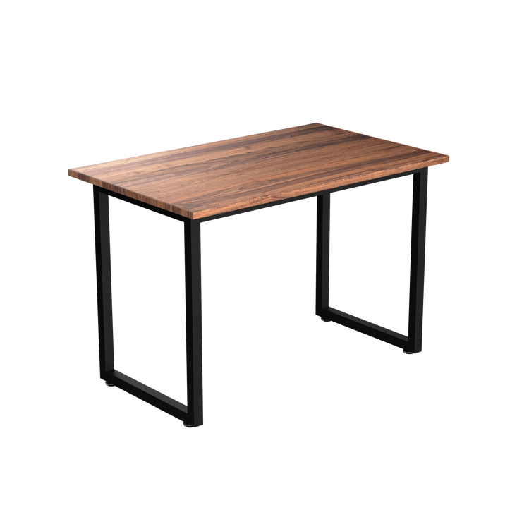 Desky Fixed Office Side Table Walnut Hardwood Matte Black - Desky
