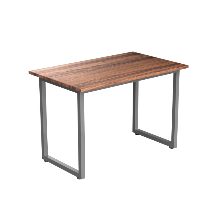 Desky Fixed Office Side Table Walnut Hardwood Grey - Desky