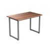 Desky Fixed Office Side Table Walnut Hardwood Grey - Desky