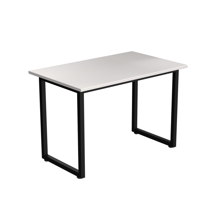 Desky Fixed Office Side Table White Matte Black - Desky